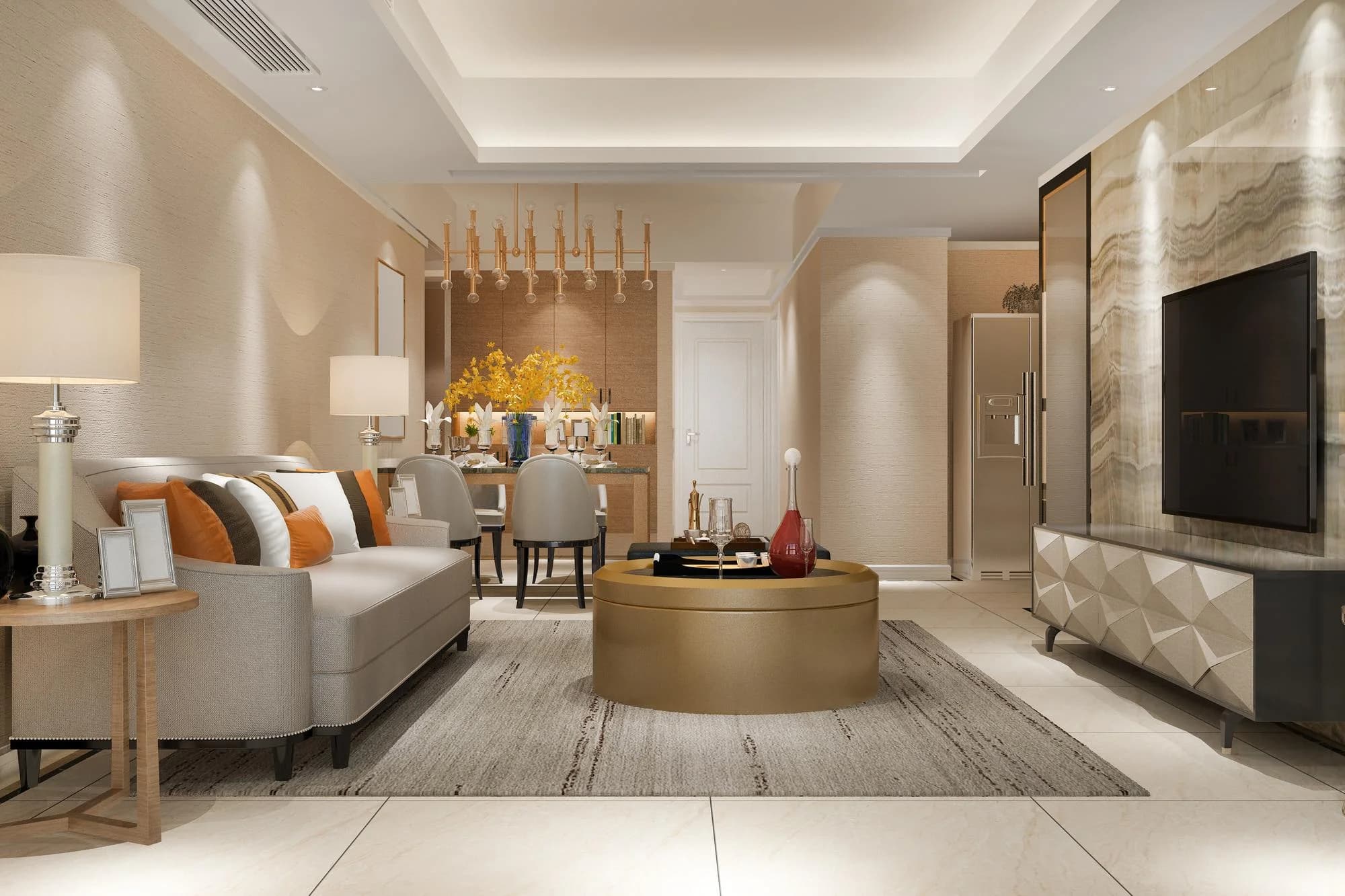 Warm contemporary interior with considered natural materials