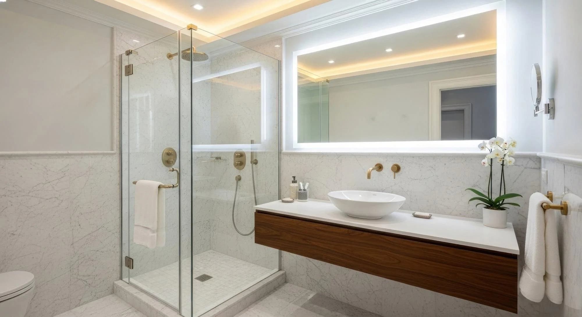 Architectural home interior with warm neutral finishes